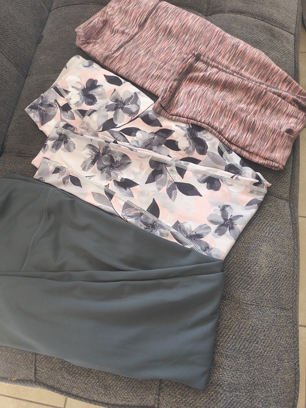 Pink Floral and Solid Women's Leggings s - Pack of 3